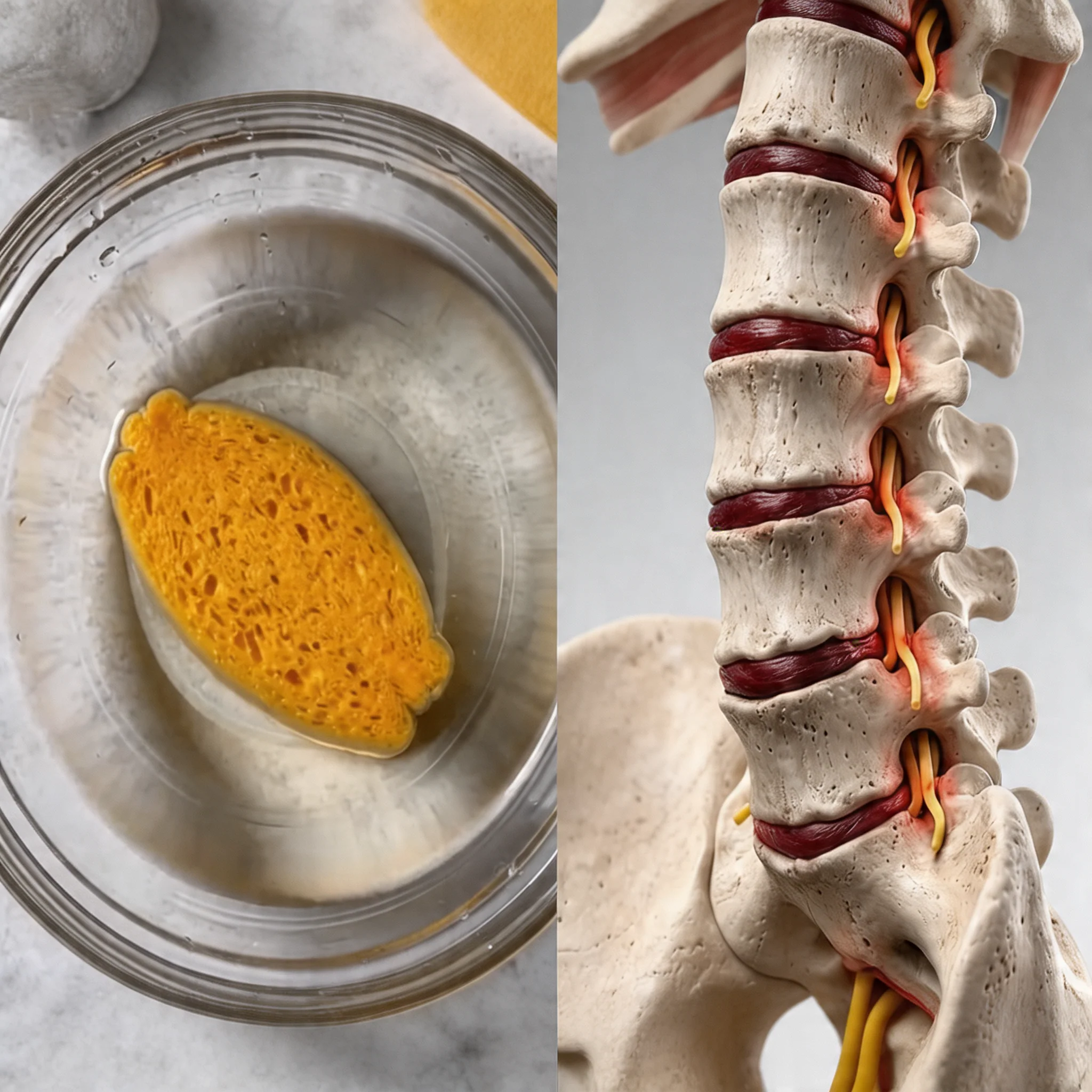 Sponge and spine showing disc compression